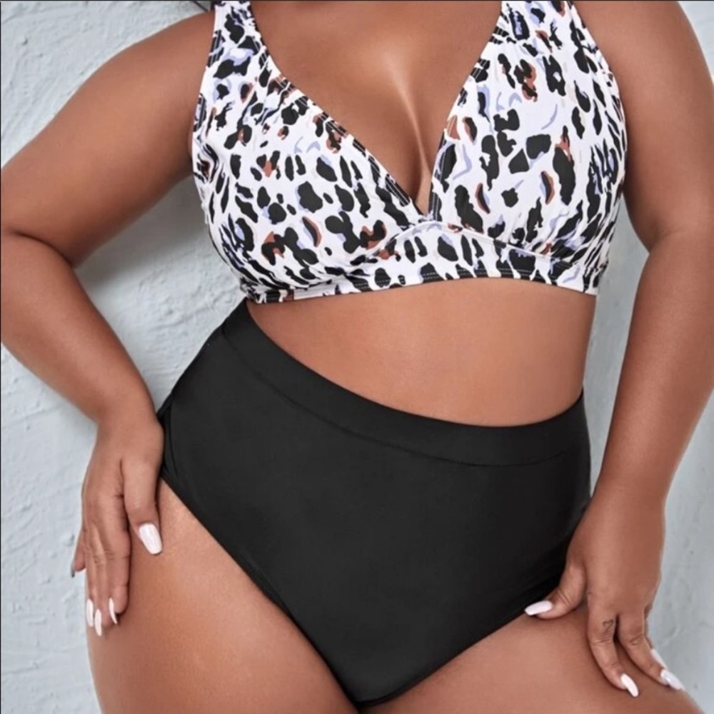 Cheetah print high waisted swim
